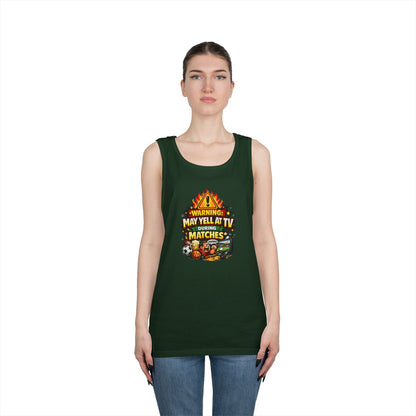 Warning May Yell At TV During Matches Funny Tank Top