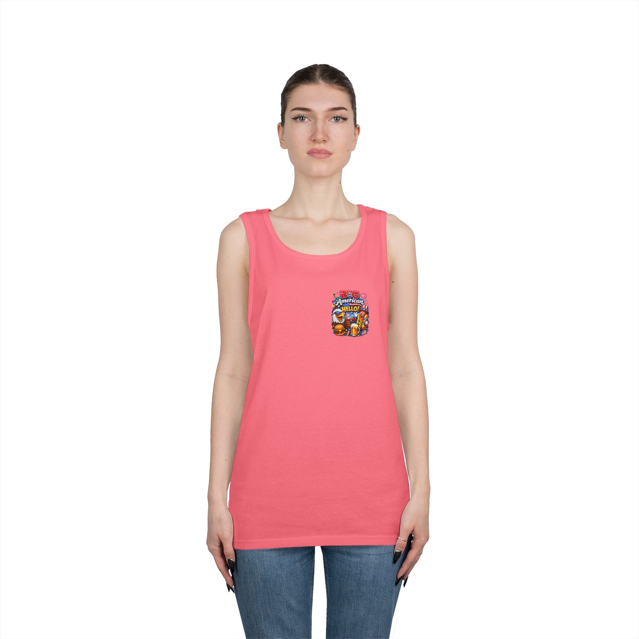 Big American Hello Funny Tank Top Patriotic