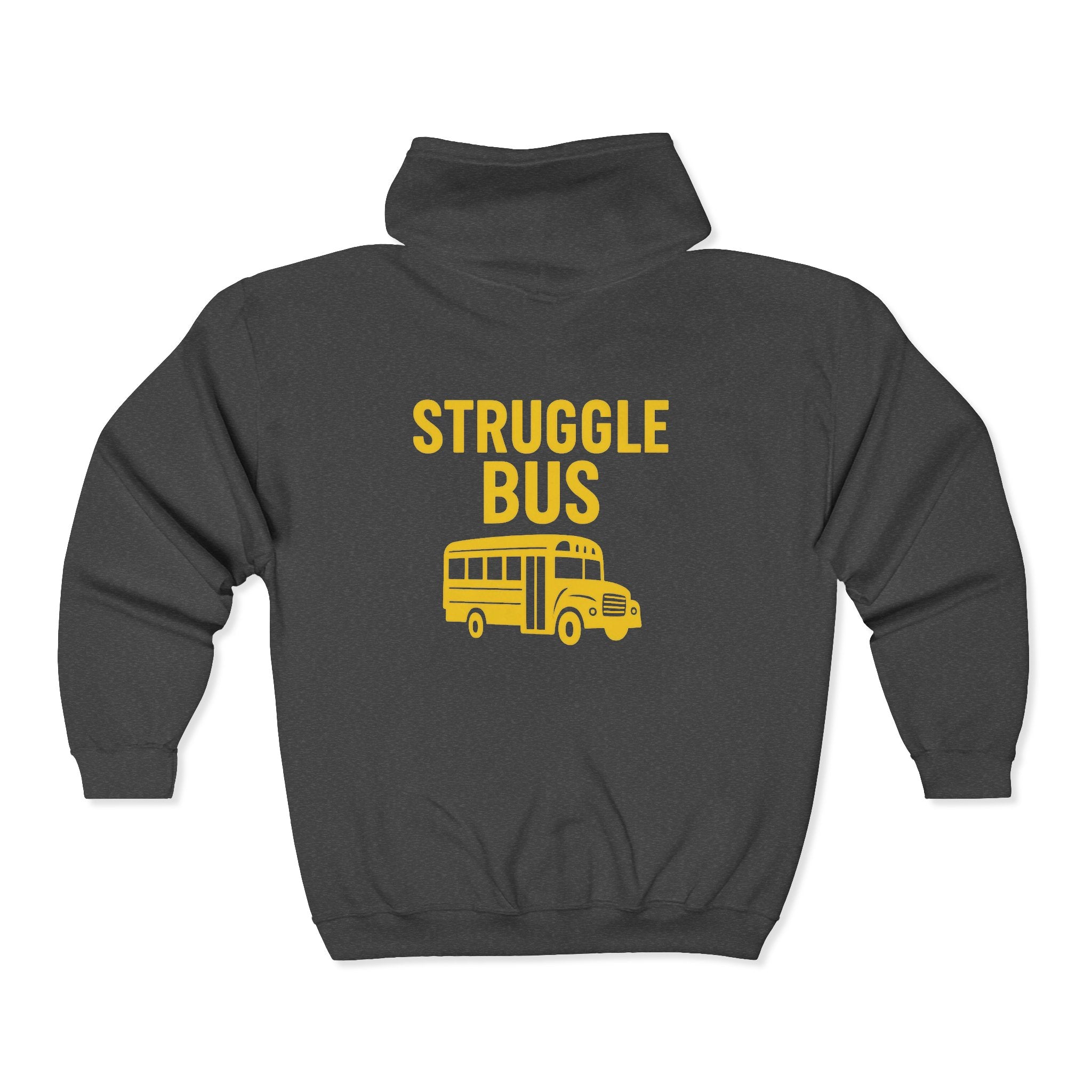 Struggle Bus Zip Hoodie — Funny Retro School Bus Graphic Sweatshirt