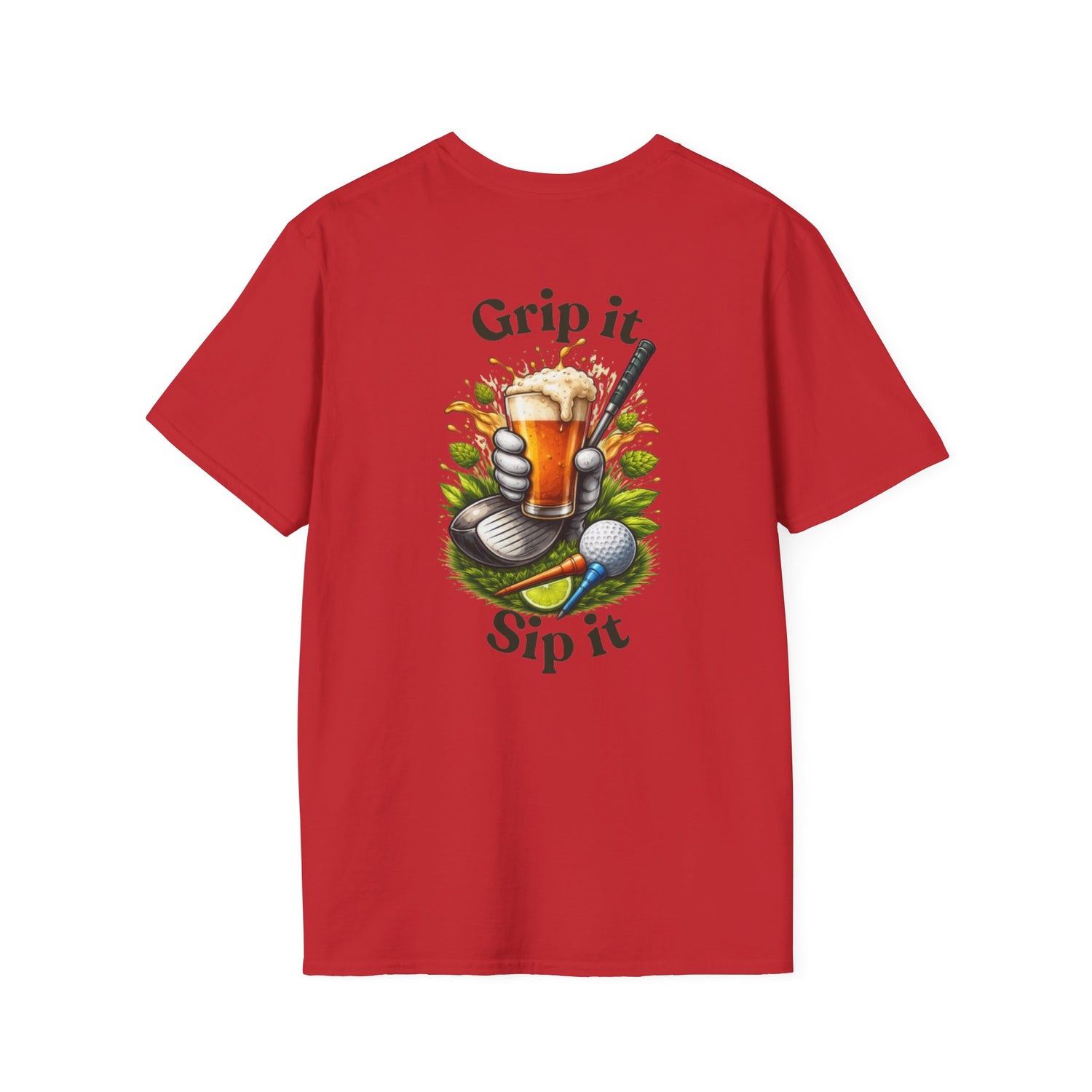 Golf &amp; Beer T-Shirt — "Grip It, Sip It" Golfing Beer Graphic Tee