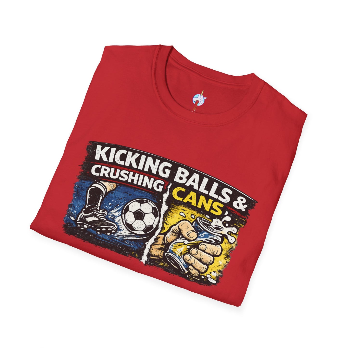 Kicking Balls & Crushing Cans Soccer Graphic T-Shirt