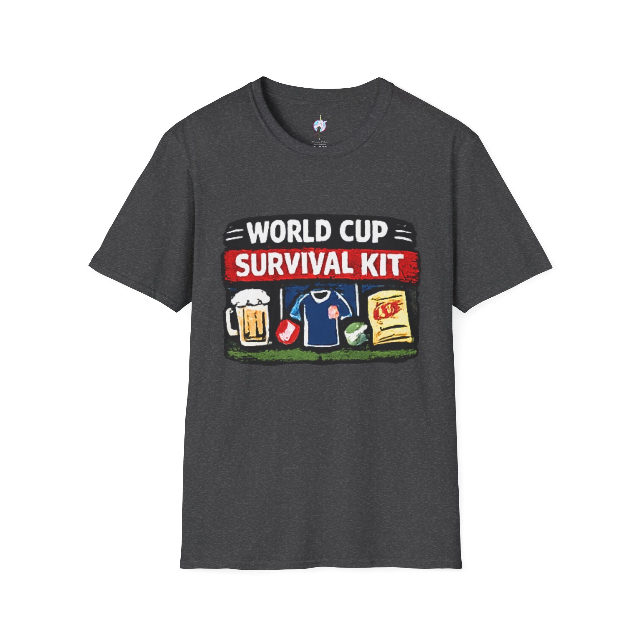 World Cup Survival Kit T-Shirt — Soccer Fan Tee with Beer &amp; Snacks Graphic