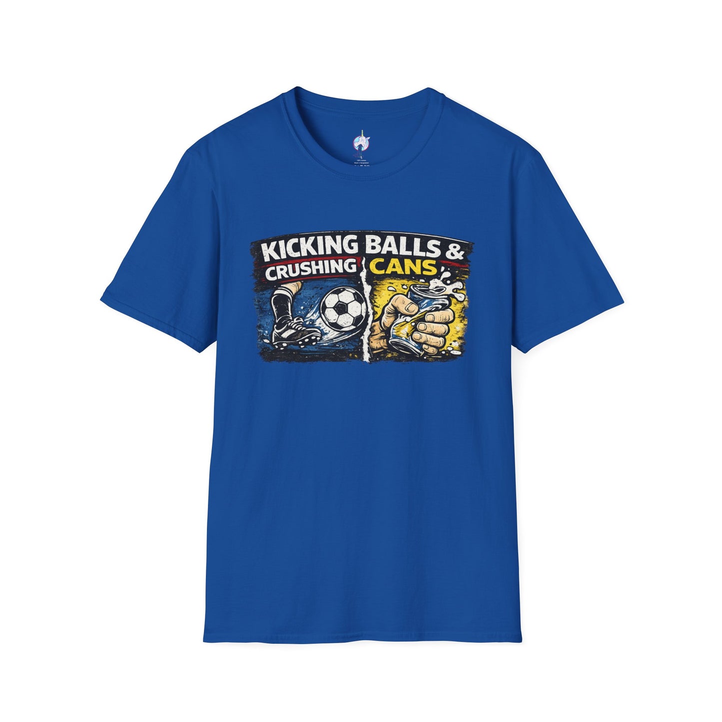 Kicking Balls & Crushing Cans Soccer Graphic T-Shirt