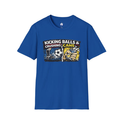 Kicking Balls & Crushing Cans Soccer Graphic T-Shirt