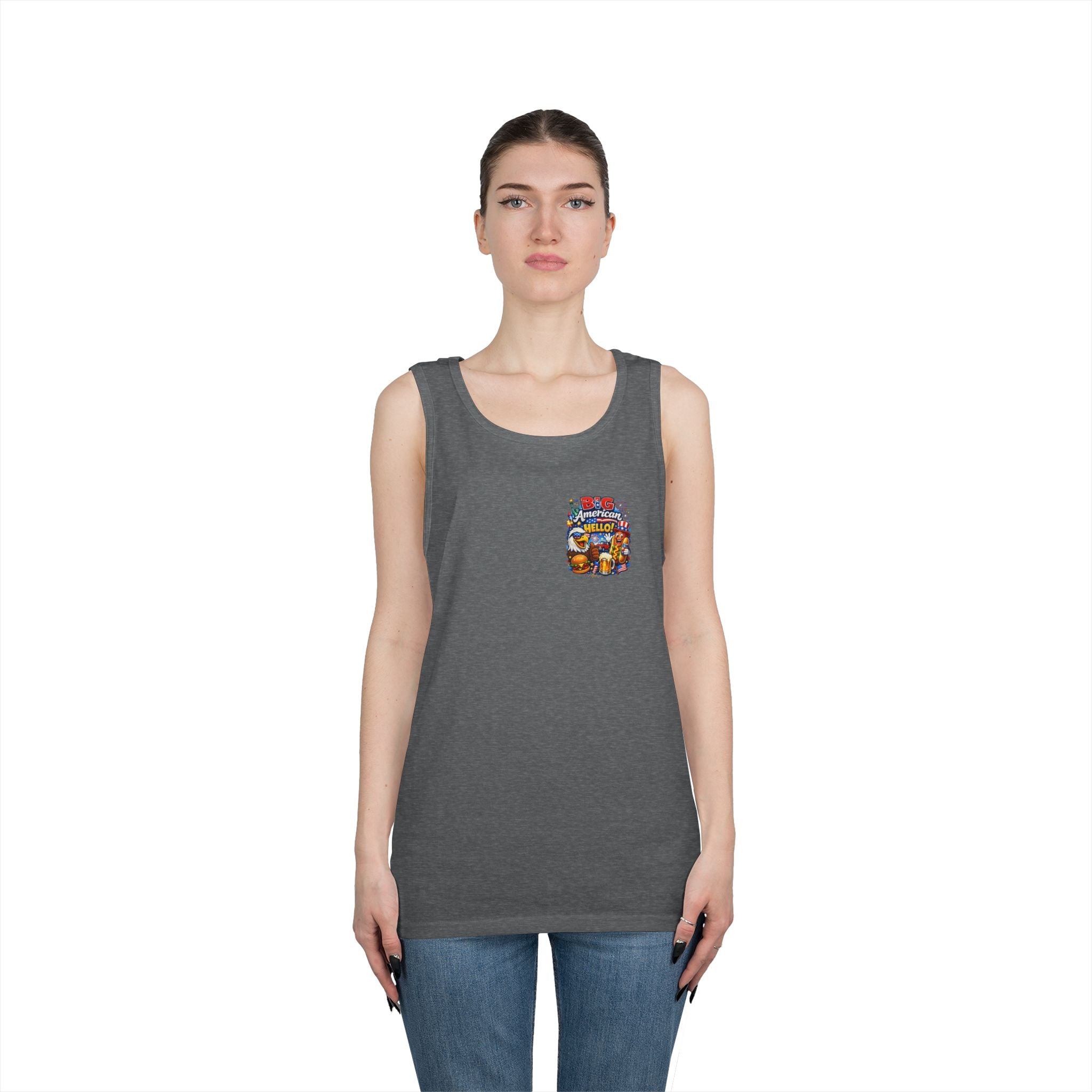 Big American Hello Funny Tank Top Patriotic