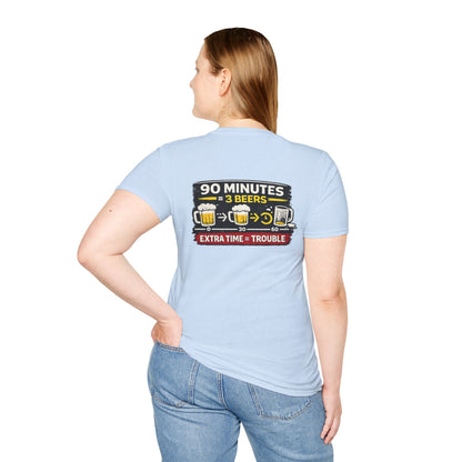 Soccer Fan T-Shirt — "90 Minutes = 3 Beers" Funny Football Game Tee
