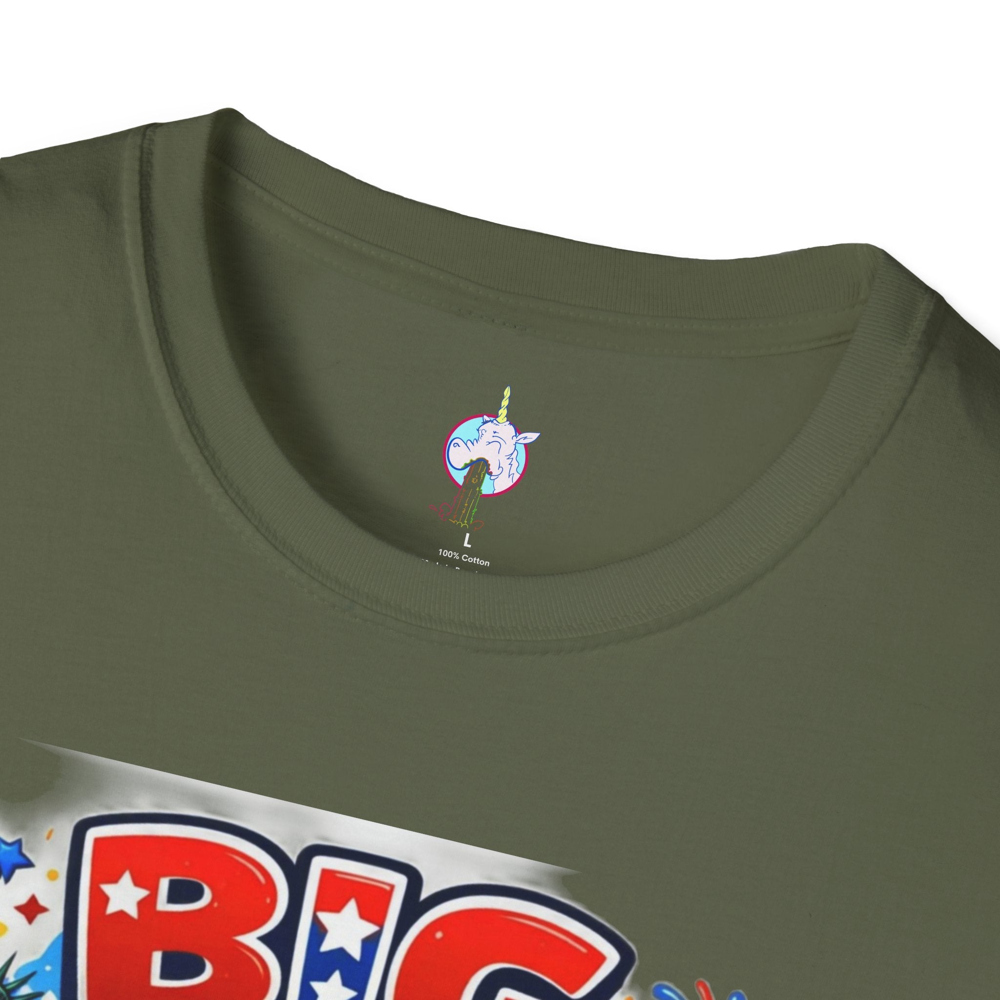 Fourth of July T-Shirt - "Big American Hello" Patriotic BBQ Eagle, Hot Dog &amp; Beer Tee