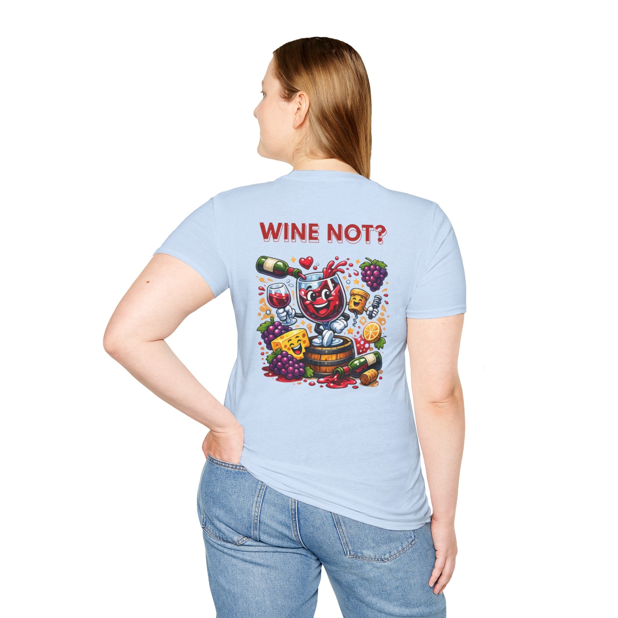 Wine Not? Graphic T-Shirt — Funny Wine Glass &amp; Grapes Tee