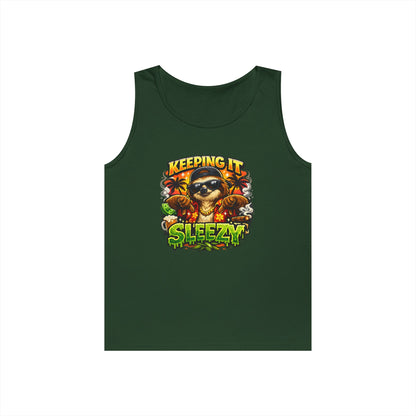 Tank Top — "Keeping It Sleezzy" Tropical Sloth Graphic Tank