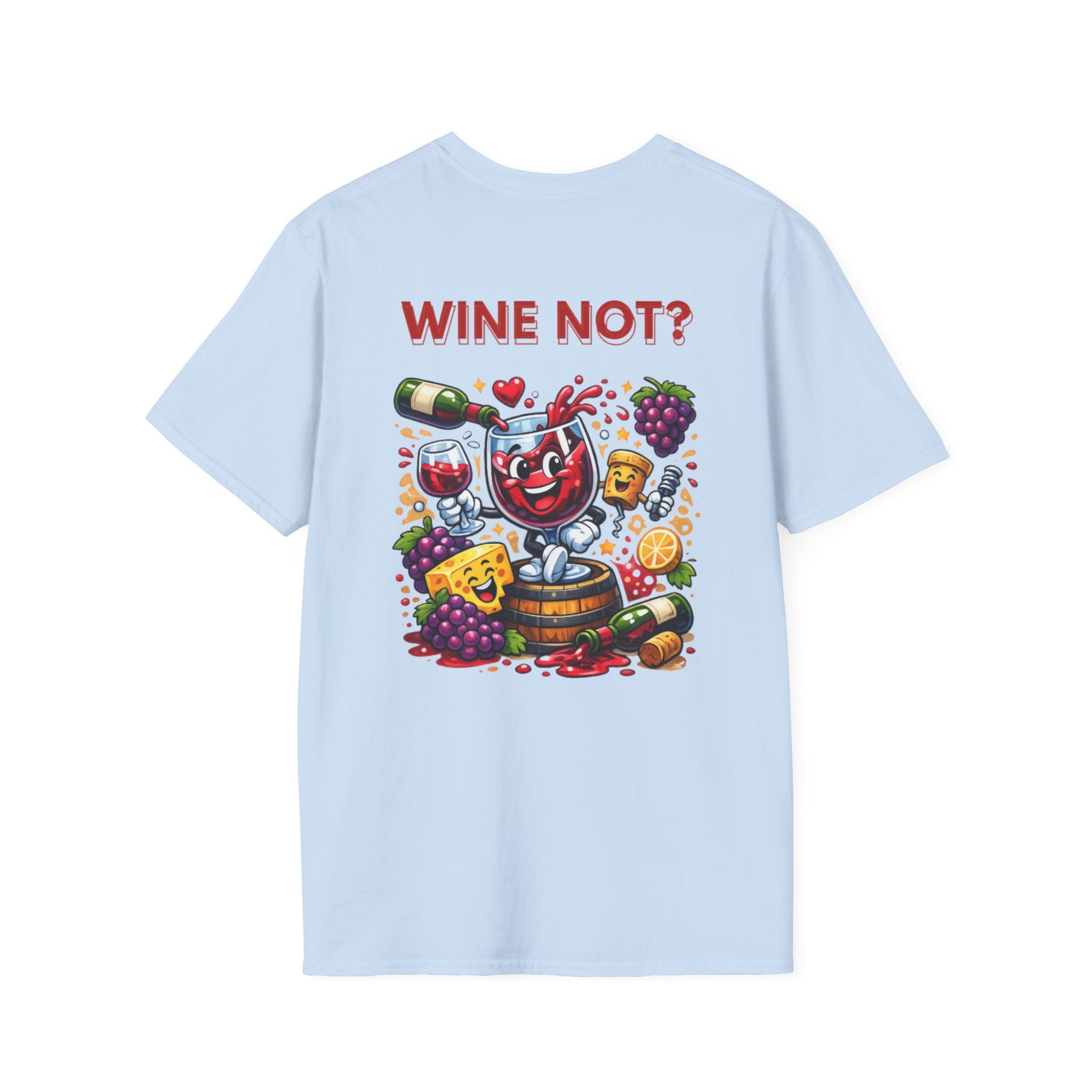 Wine Not? Graphic T-Shirt — Funny Wine Glass &amp; Grapes Tee