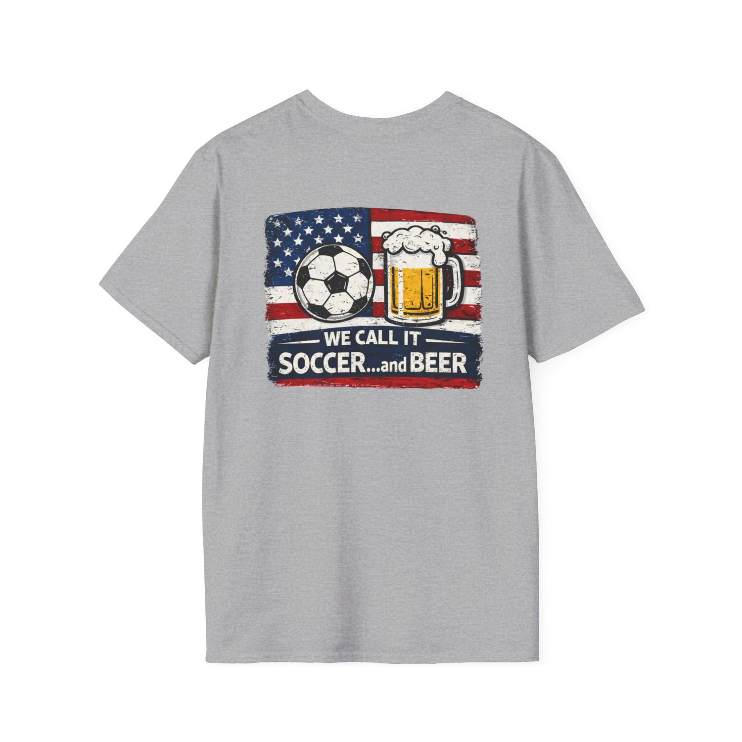 Soccer and Beer T-Shirt — American Flag Soccer Ball &amp; Beer Graphic Tee