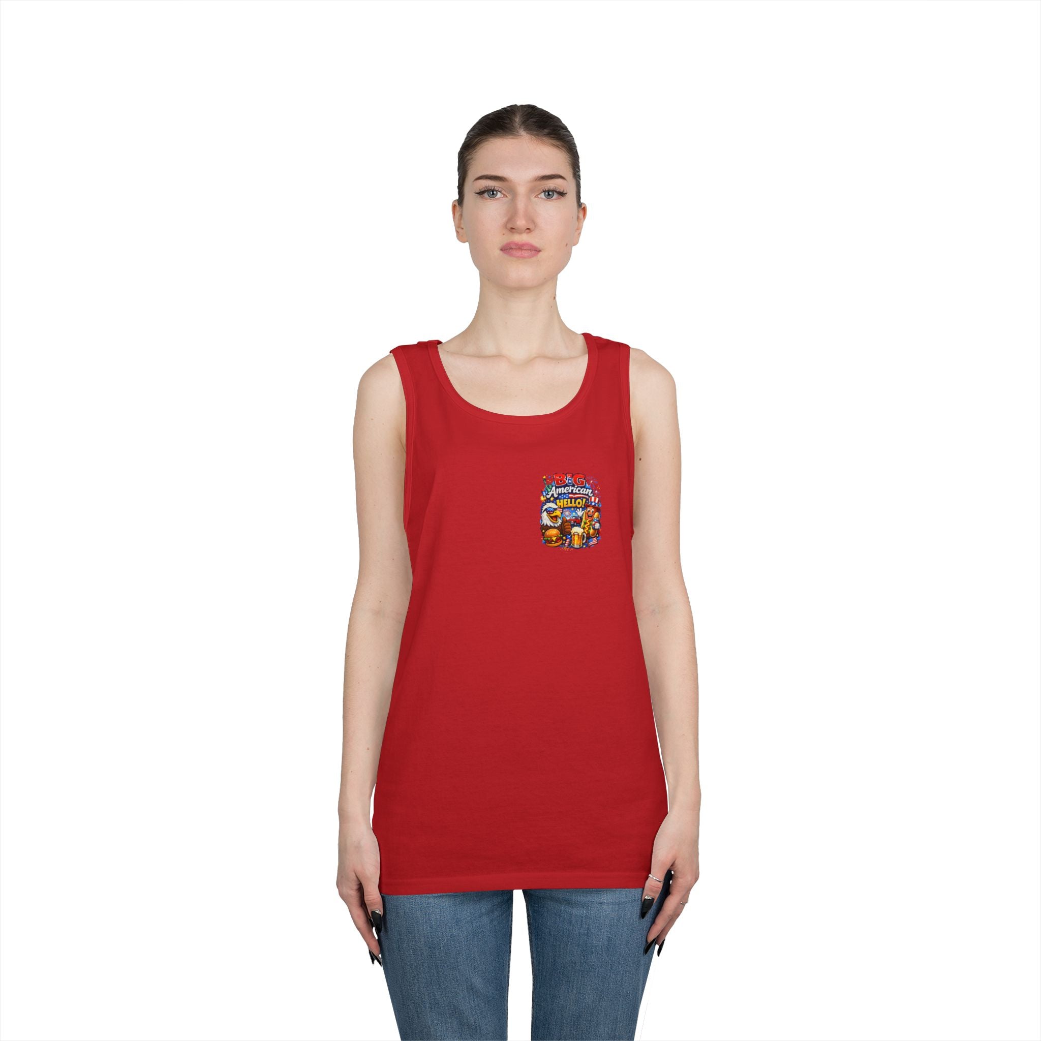 Big American Hello Funny Tank Top Patriotic