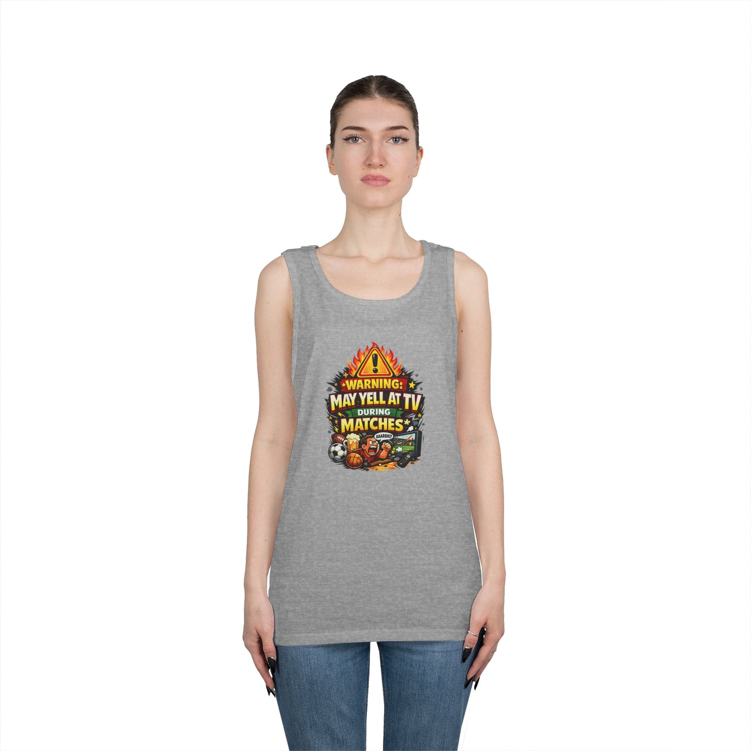 Warning May Yell At TV During Matches Funny Tank Top