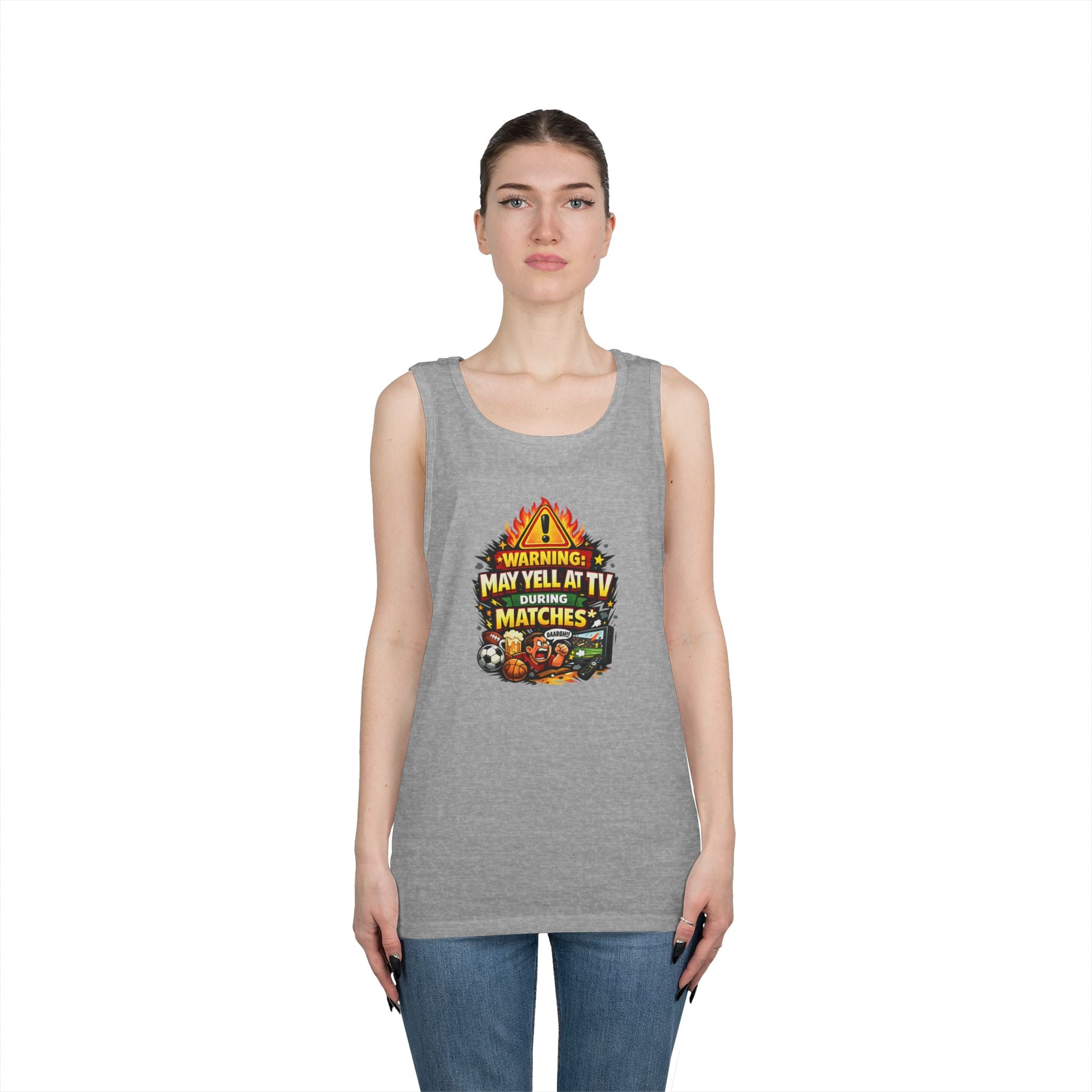 Warning May Yell At TV During Matches Funny Tank Top