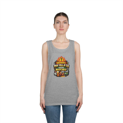 Warning May Yell At TV During Matches Funny Tank Top