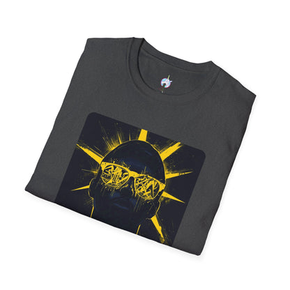 Solar Shades Graphic T-Shirt — Neon Yellow Sun Skull Design