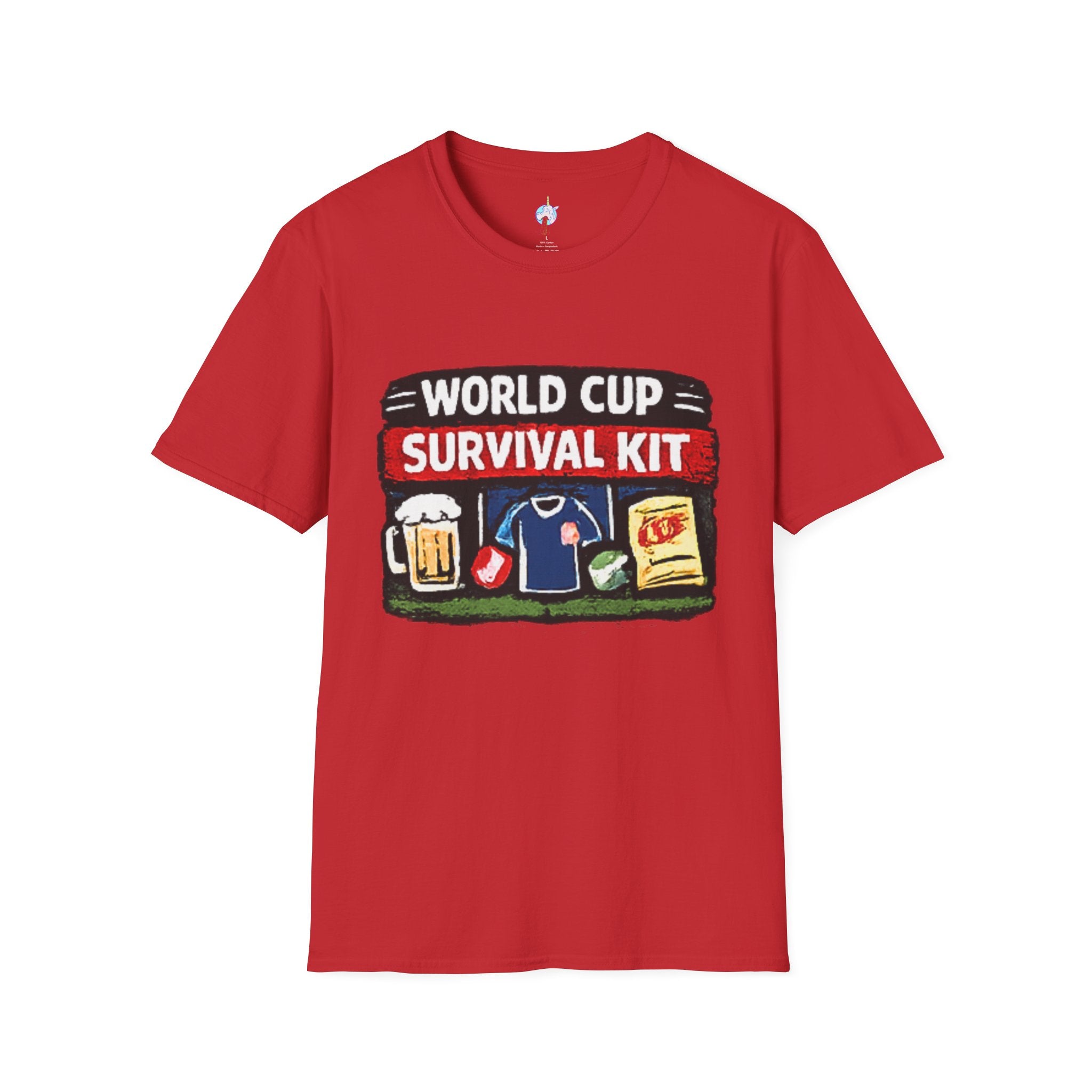 World Cup Survival Kit T-Shirt — Soccer Fan Tee with Beer &amp; Snacks Graphic
