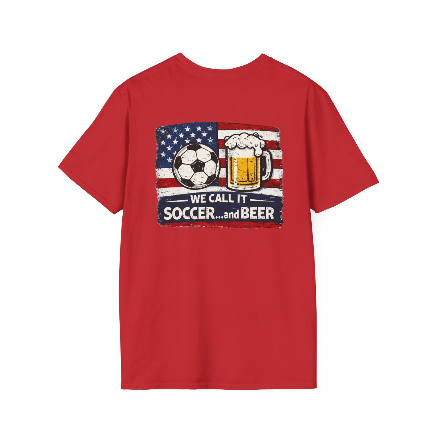 Soccer and Beer T-Shirt — American Flag Soccer Ball &amp; Beer Graphic Tee