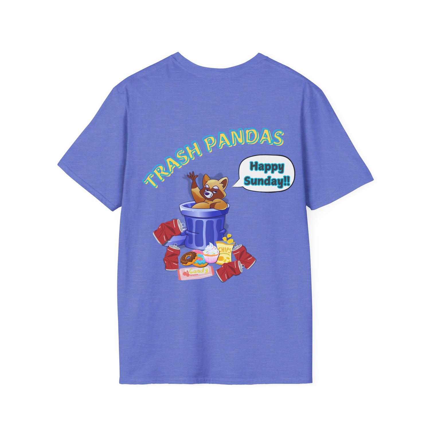 Trash Pandas T-Shirt – Cute Raccoon in Trash Can ‘Happy Sunday!’ Graphic Tee