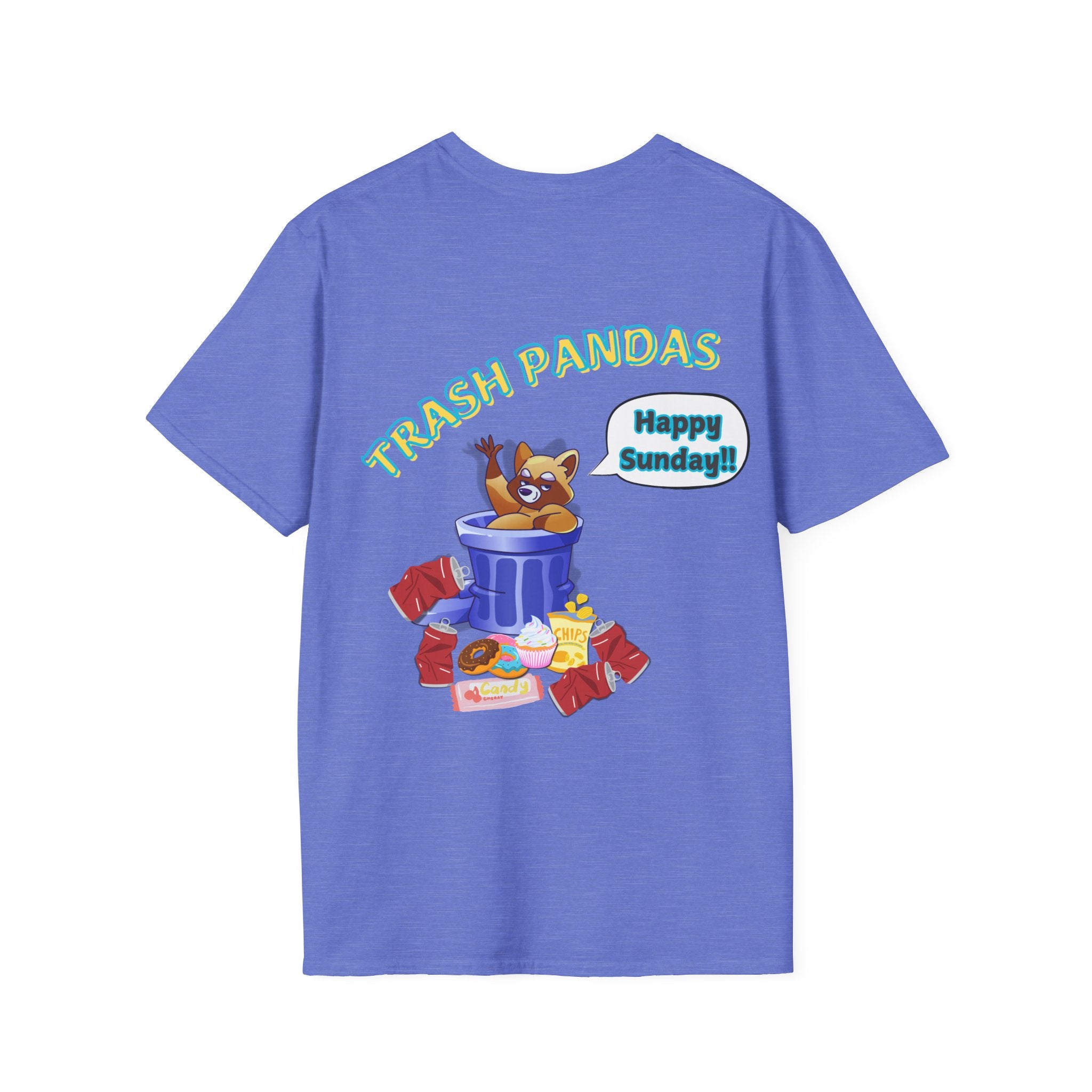 Trash Pandas T-Shirt – Cute Raccoon in Trash Can ‘Happy Sunday!’ Graphic Tee