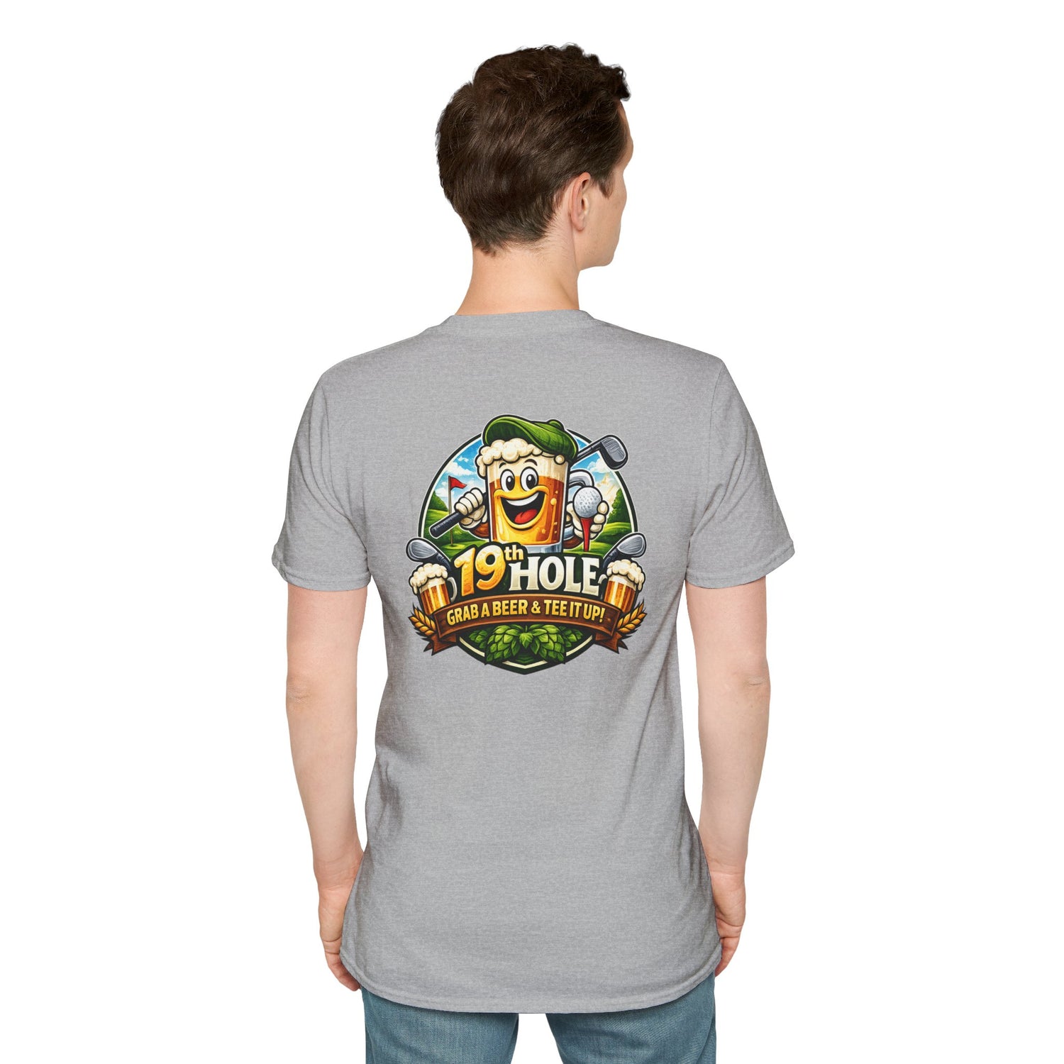 19th Hole Golf T-Shirt — "Grab a Beer &amp; Tee It Up" Vintage Golfing Tee