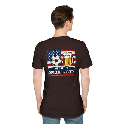 Soccer and Beer T-Shirt — American Flag Soccer Ball &amp; Beer Graphic Tee