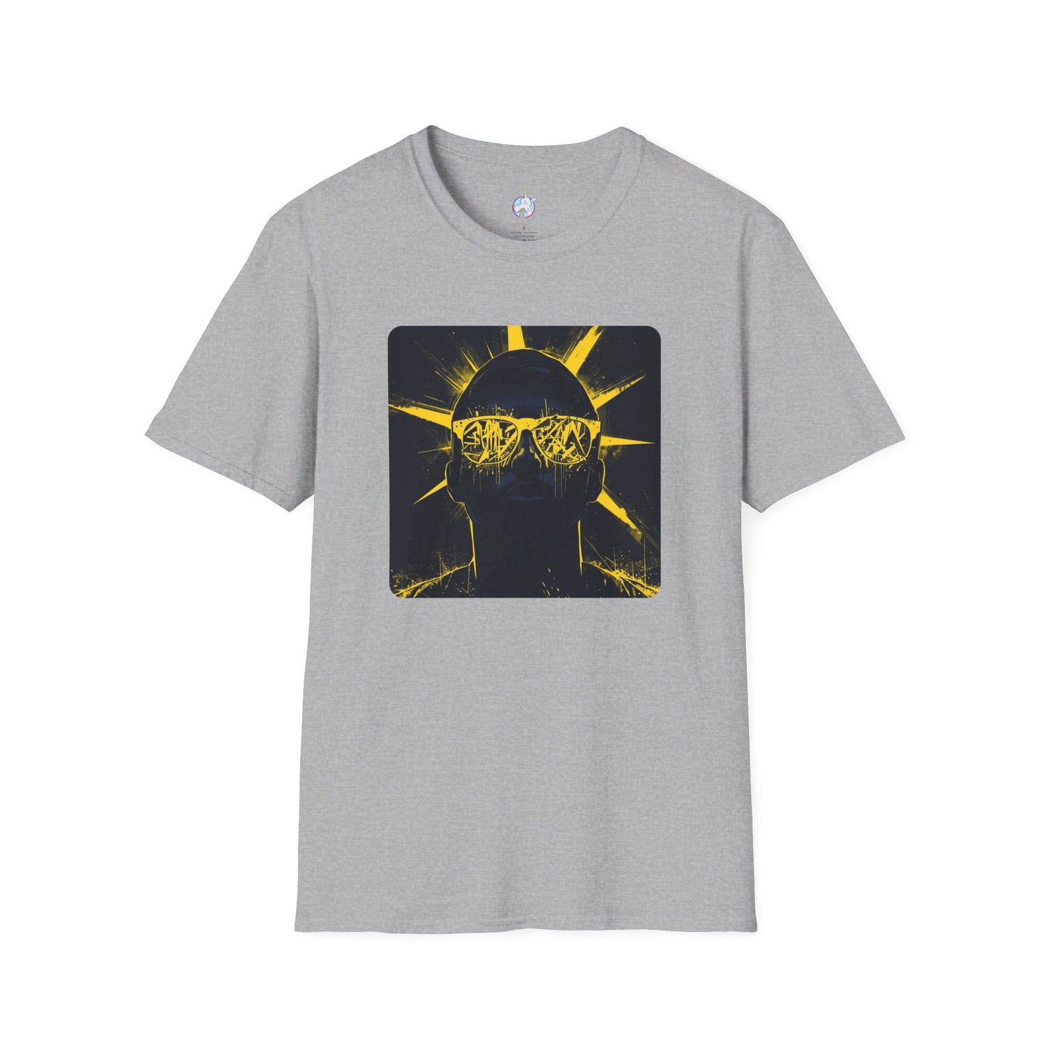 Solar Shades Graphic T-Shirt — Neon Yellow Sun Skull Design