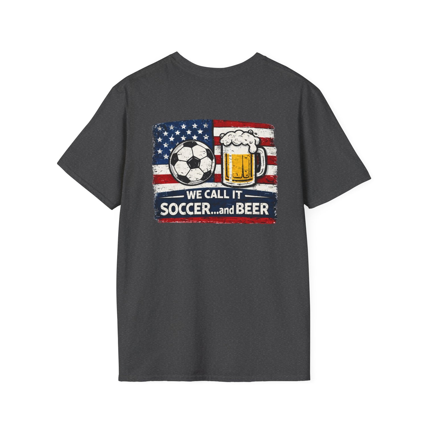 Soccer and Beer T-Shirt — American Flag Soccer Ball &amp; Beer Graphic Tee