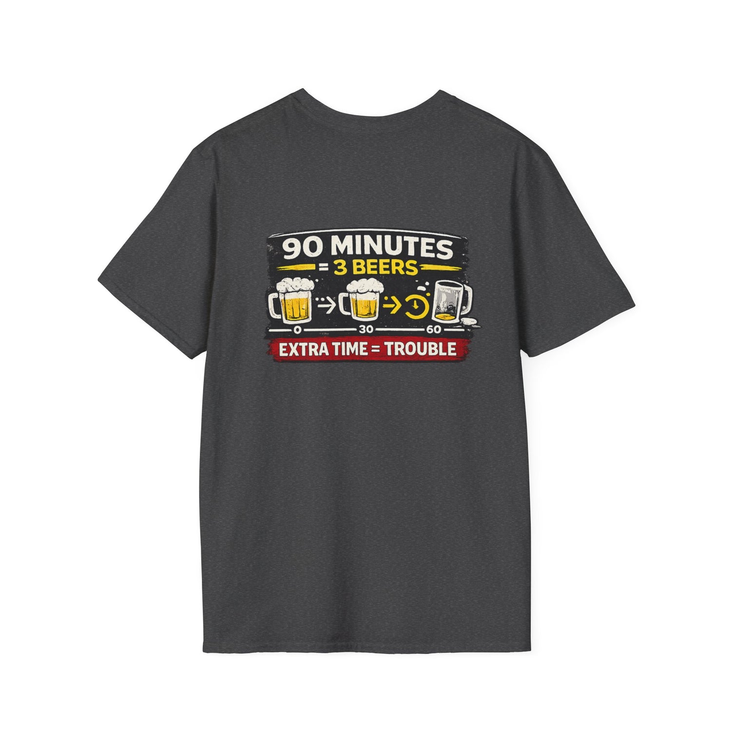 Soccer Fan T-Shirt — "90 Minutes = 3 Beers" Funny Football Game Tee