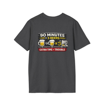 Soccer Fan T-Shirt — "90 Minutes = 3 Beers" Funny Football Game Tee