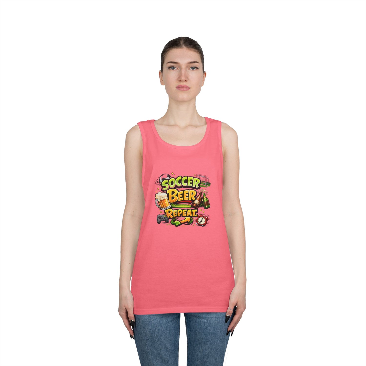 Soccer Beer Repeat Funny Tank Top