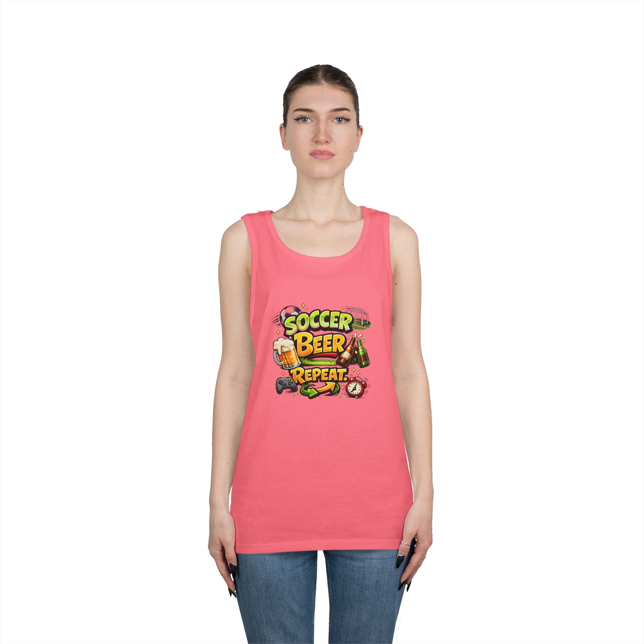 Soccer Beer Repeat Funny Tank Top