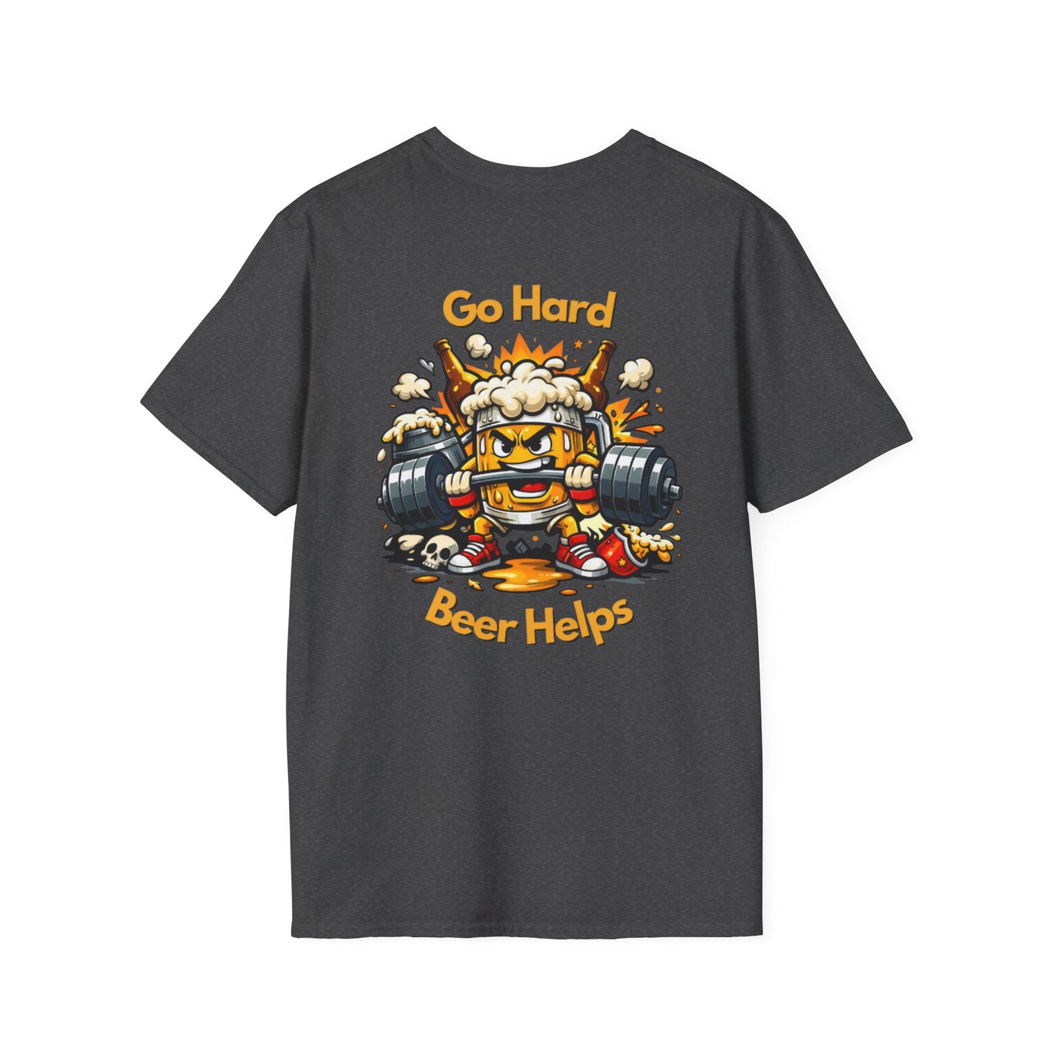 Go Hard Beer Helps T-Shirt — Funny Gym Beer Fitness Graphic Tee