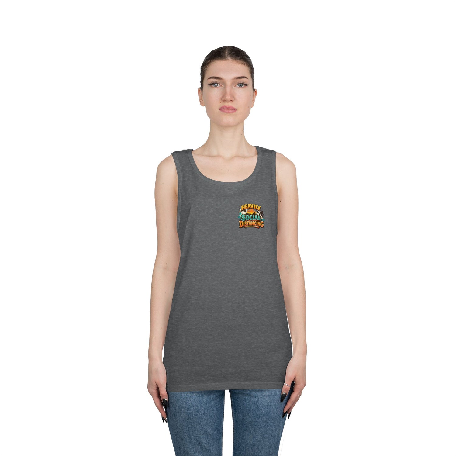 Heavily Socially Distancing Funny Tank Top