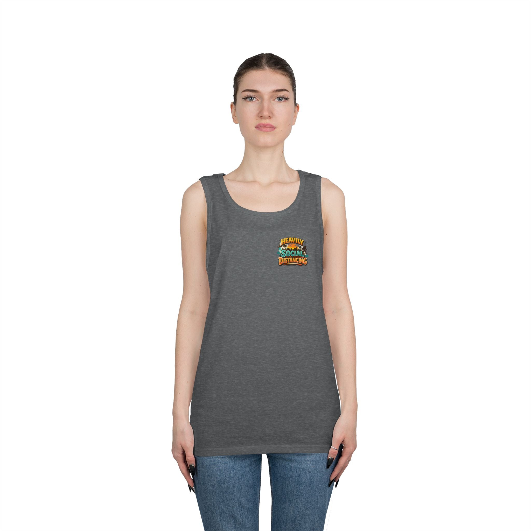 Heavily Socially Distancing Funny Tank Top