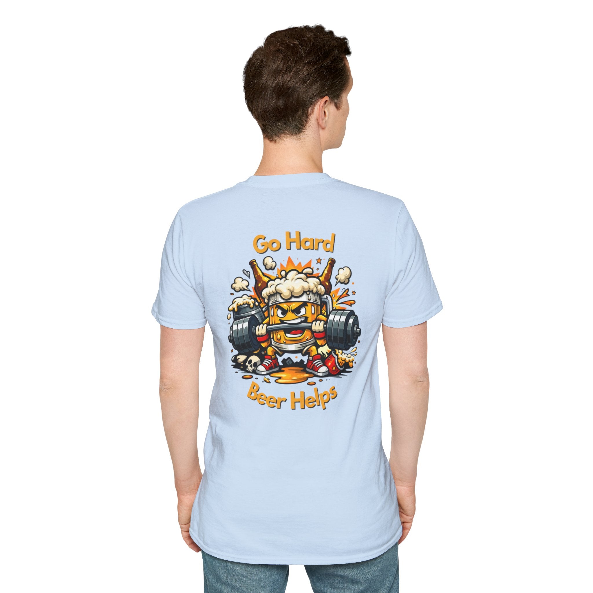 Go Hard Beer Helps T-Shirt — Funny Gym Beer Fitness Graphic Tee