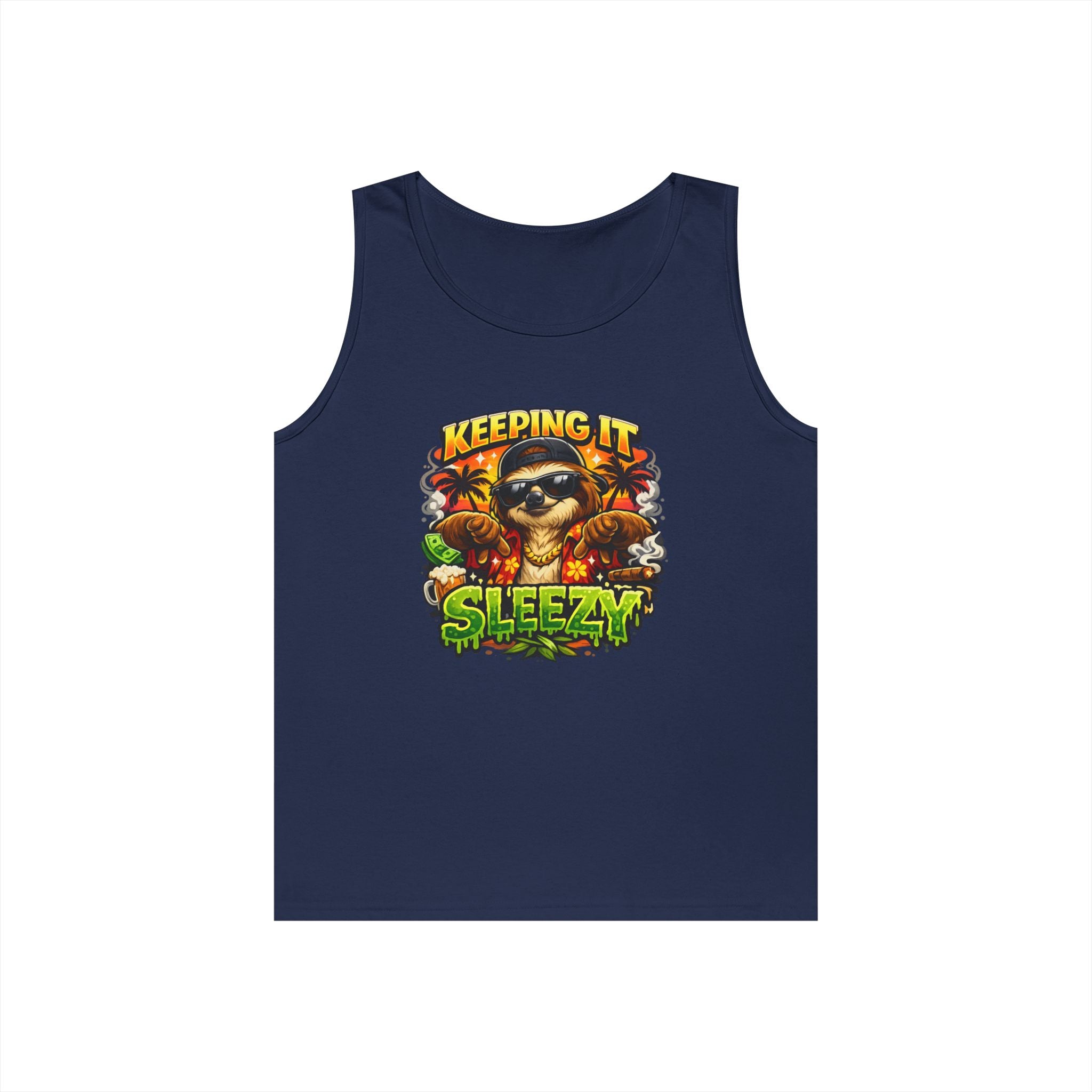Tank Top — "Keeping It Sleezzy" Tropical Sloth Graphic Tank