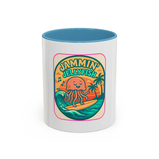 Jammin' Jellyfish Coffee Mug - Fun Surfing Ocean Mug, Tropical Drinkware, Beach Vibes Gift, Casual Teacup, Quirky Kitchen Decor