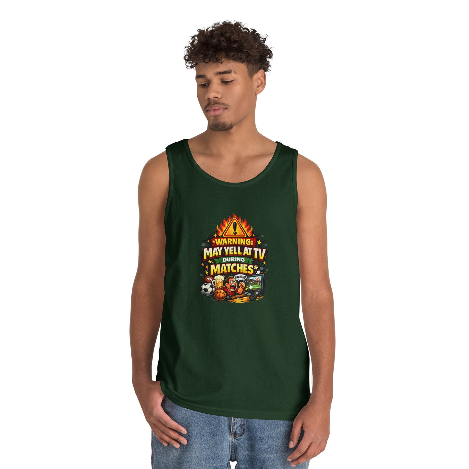 Warning May Yell At TV During Matches Funny Tank Top