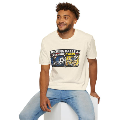 Kicking Balls & Crushing Cans Soccer Graphic T-Shirt