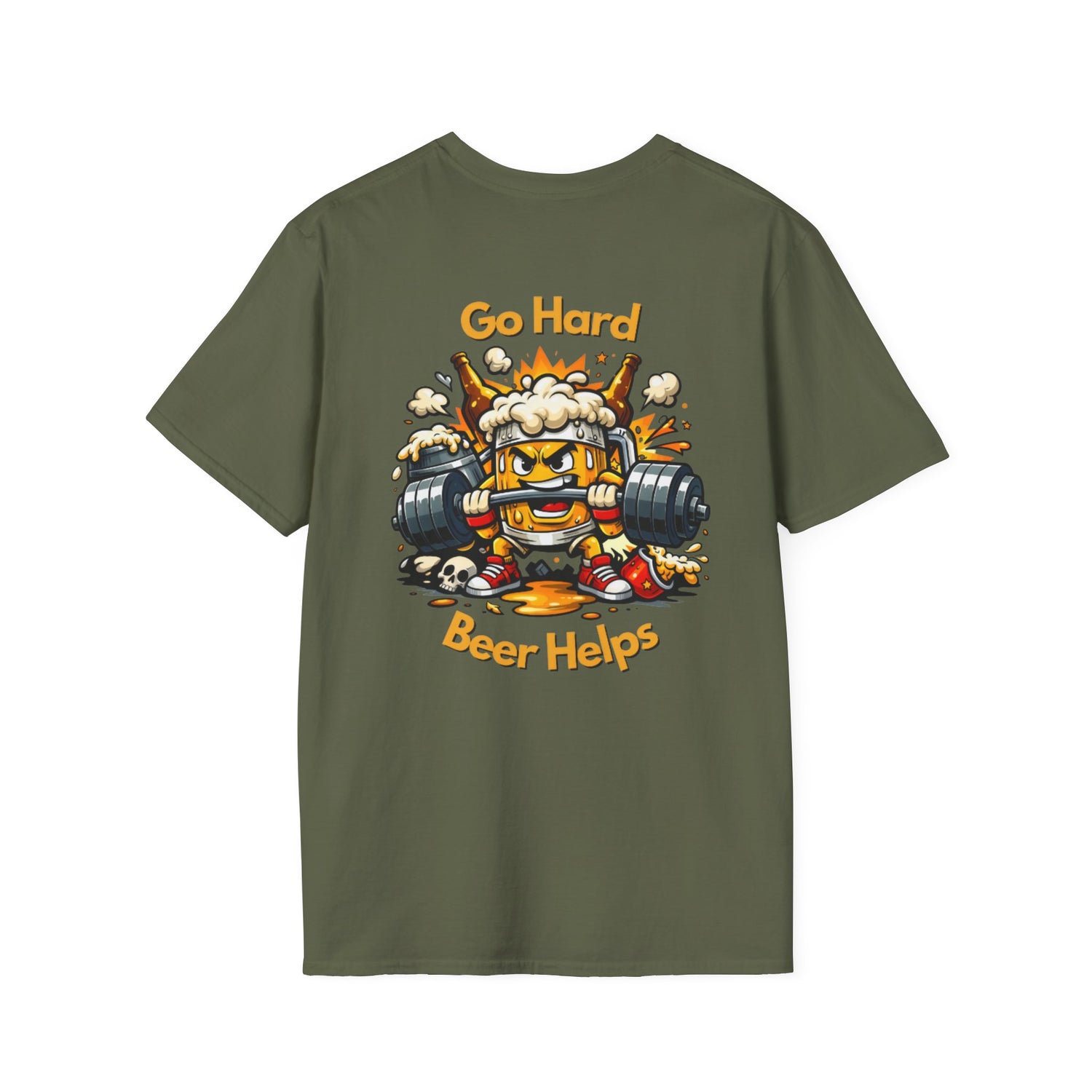 Go Hard Beer Helps T-Shirt — Funny Gym Beer Fitness Graphic Tee