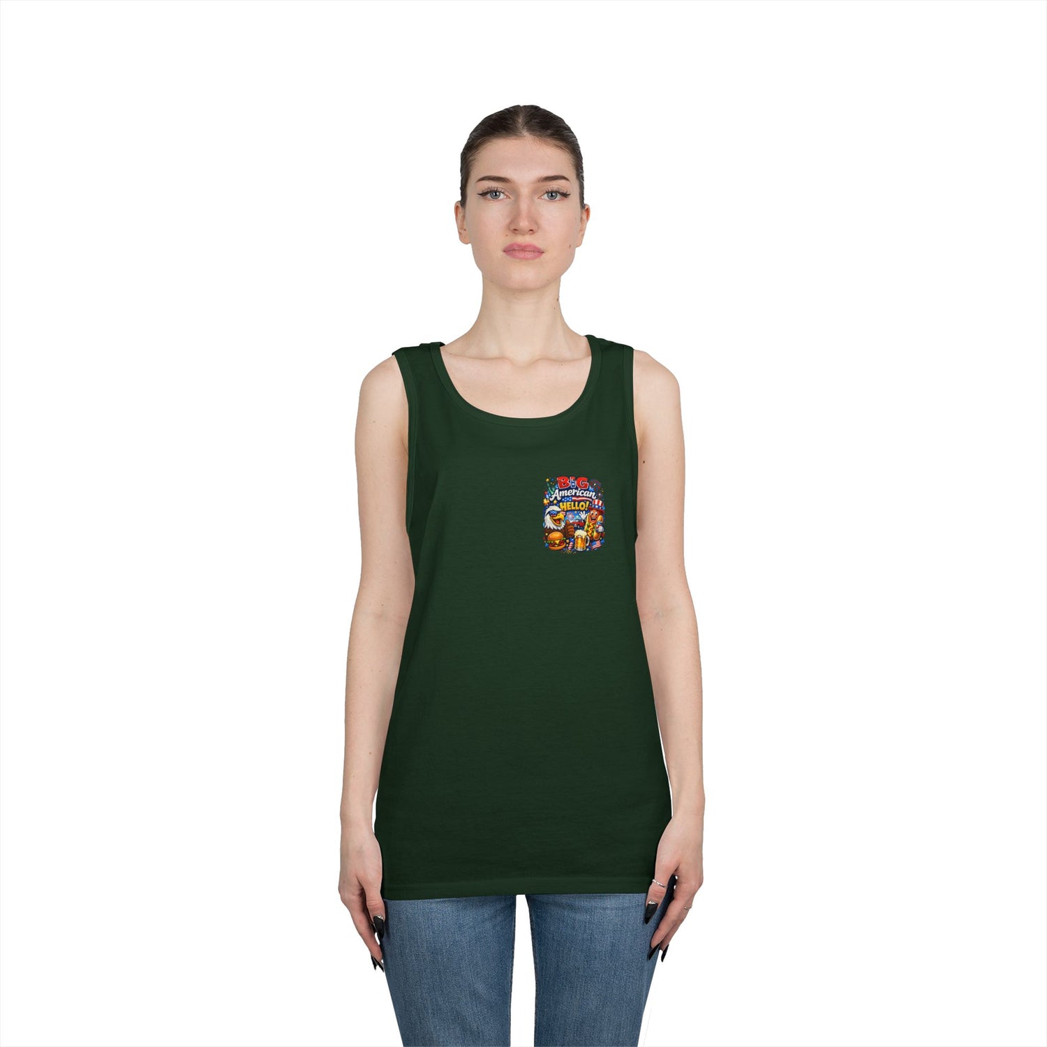 Big American Hello Funny Tank Top Patriotic