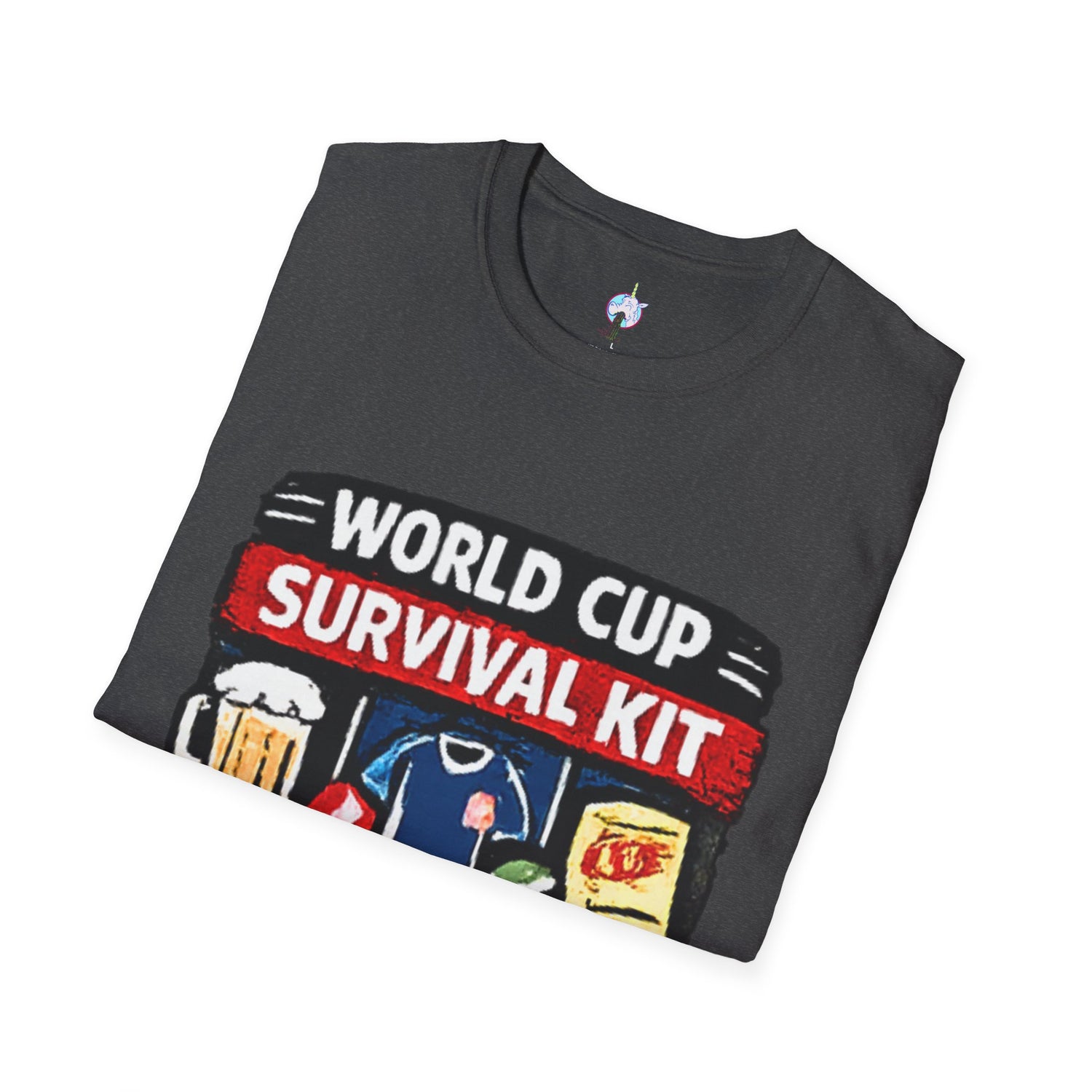 World Cup Survival Kit T-Shirt — Soccer Fan Tee with Beer &amp; Snacks Graphic