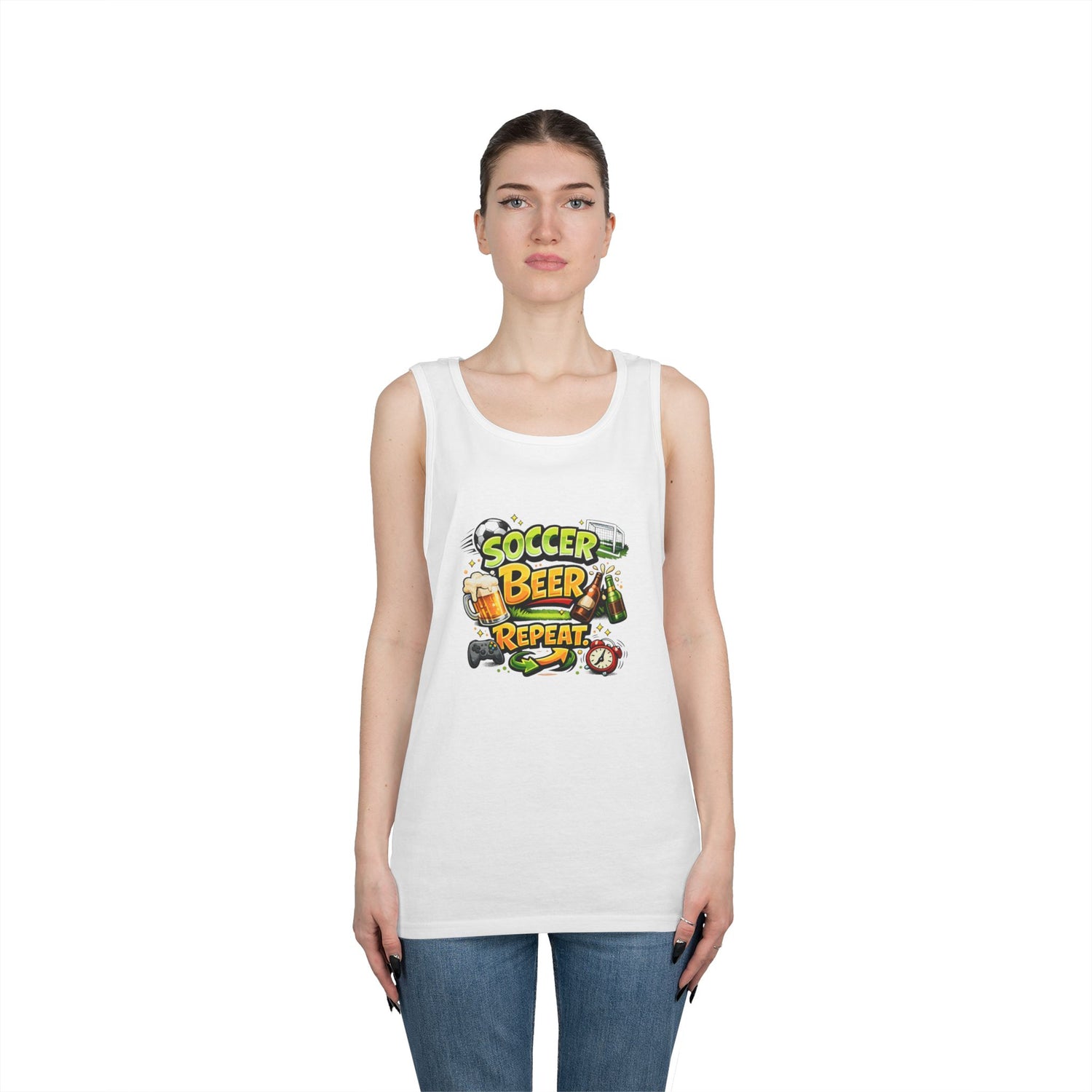 Soccer Beer Repeat Funny Tank Top