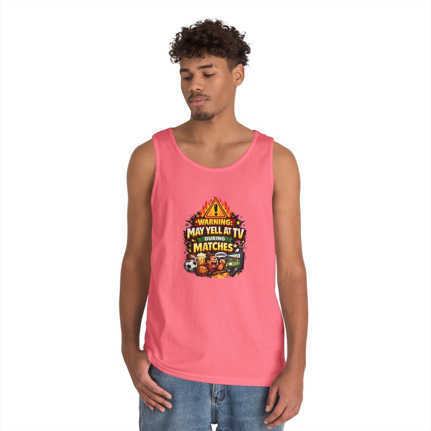 Warning May Yell At TV During Matches Funny Tank Top