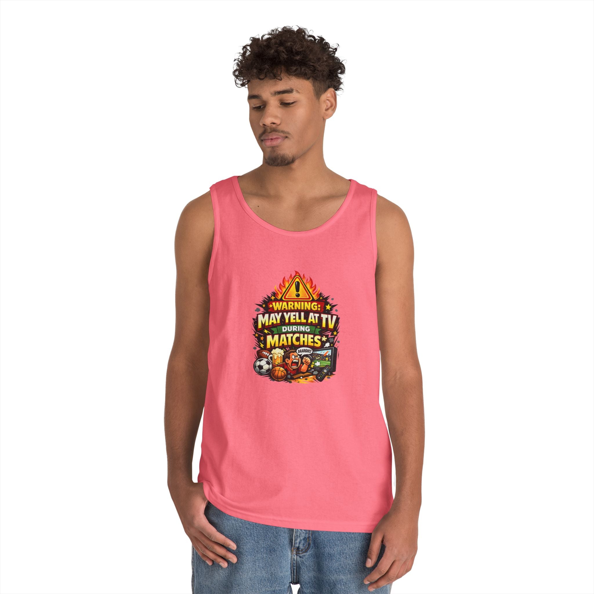 Warning May Yell At TV During Matches Funny Tank Top