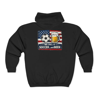 Soccer and Beer Full-Zip Hoodie — We Call It Soccer...and Beer Graphic Jacket