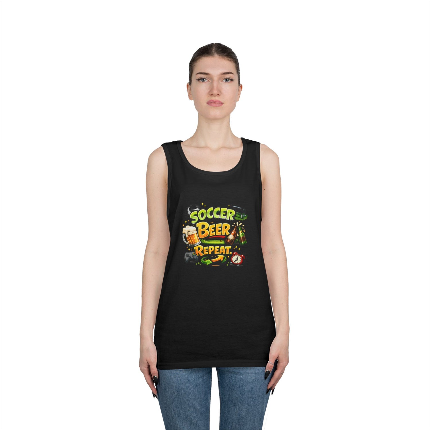 Soccer Beer Repeat Funny Tank Top