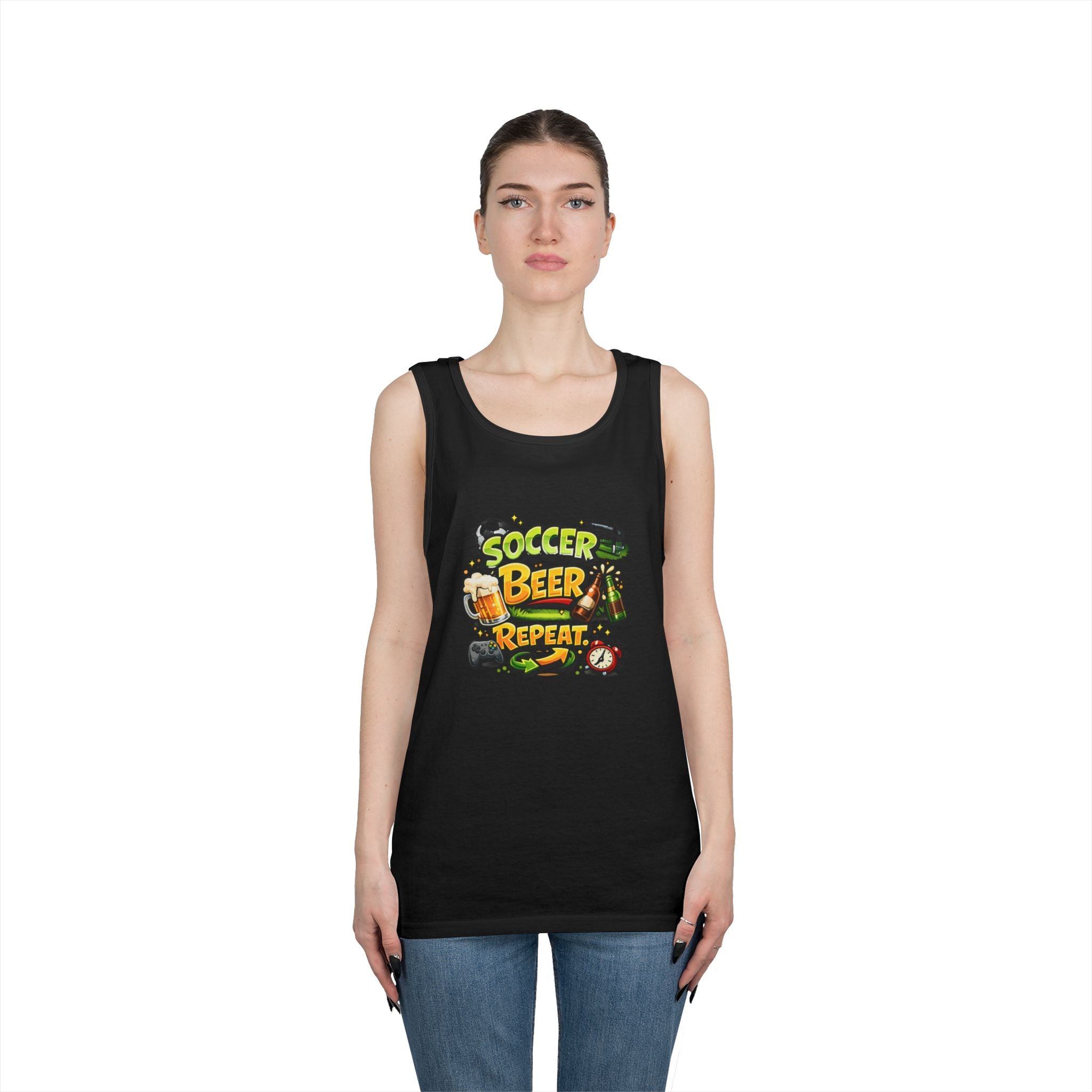 Soccer Beer Repeat Funny Tank Top