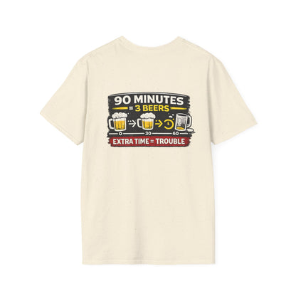 Soccer Fan T-Shirt — "90 Minutes = 3 Beers" Funny Football Game Tee